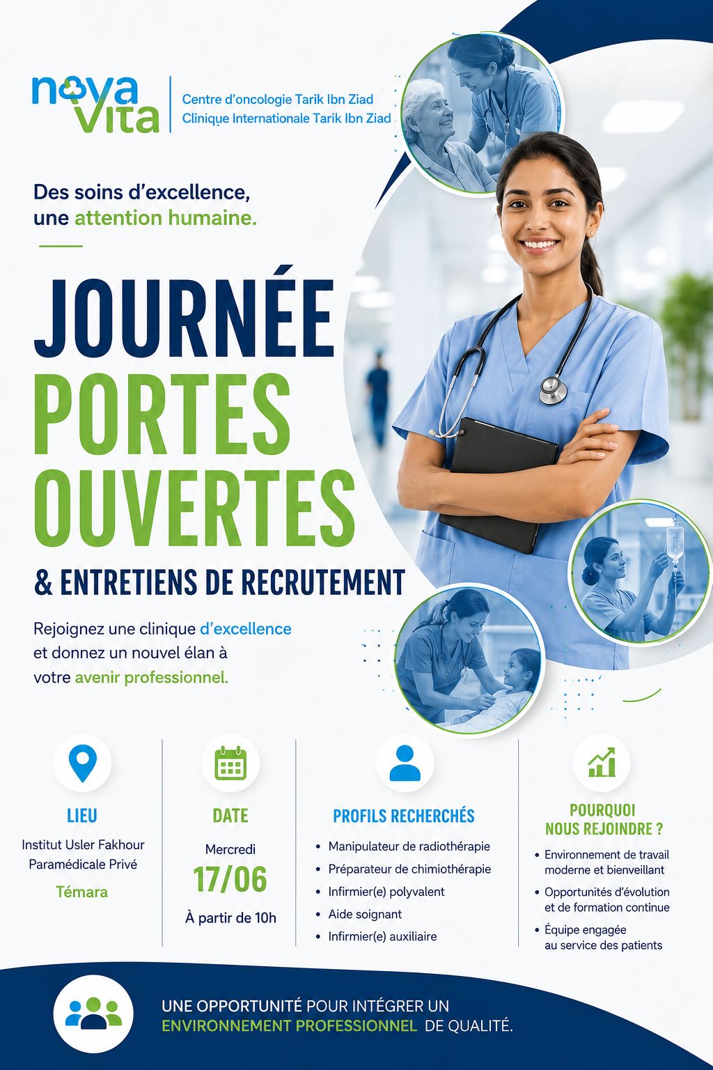 Recrutement Nova Vita Témara 2026 — journée portes ouvertes oncologie