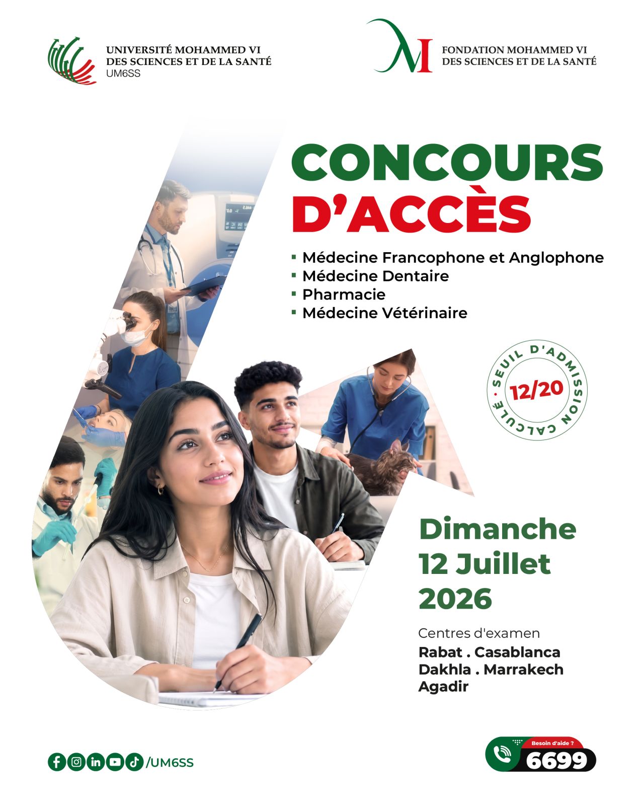concours UM6SS 2026 université Mohammed VI sciences santé