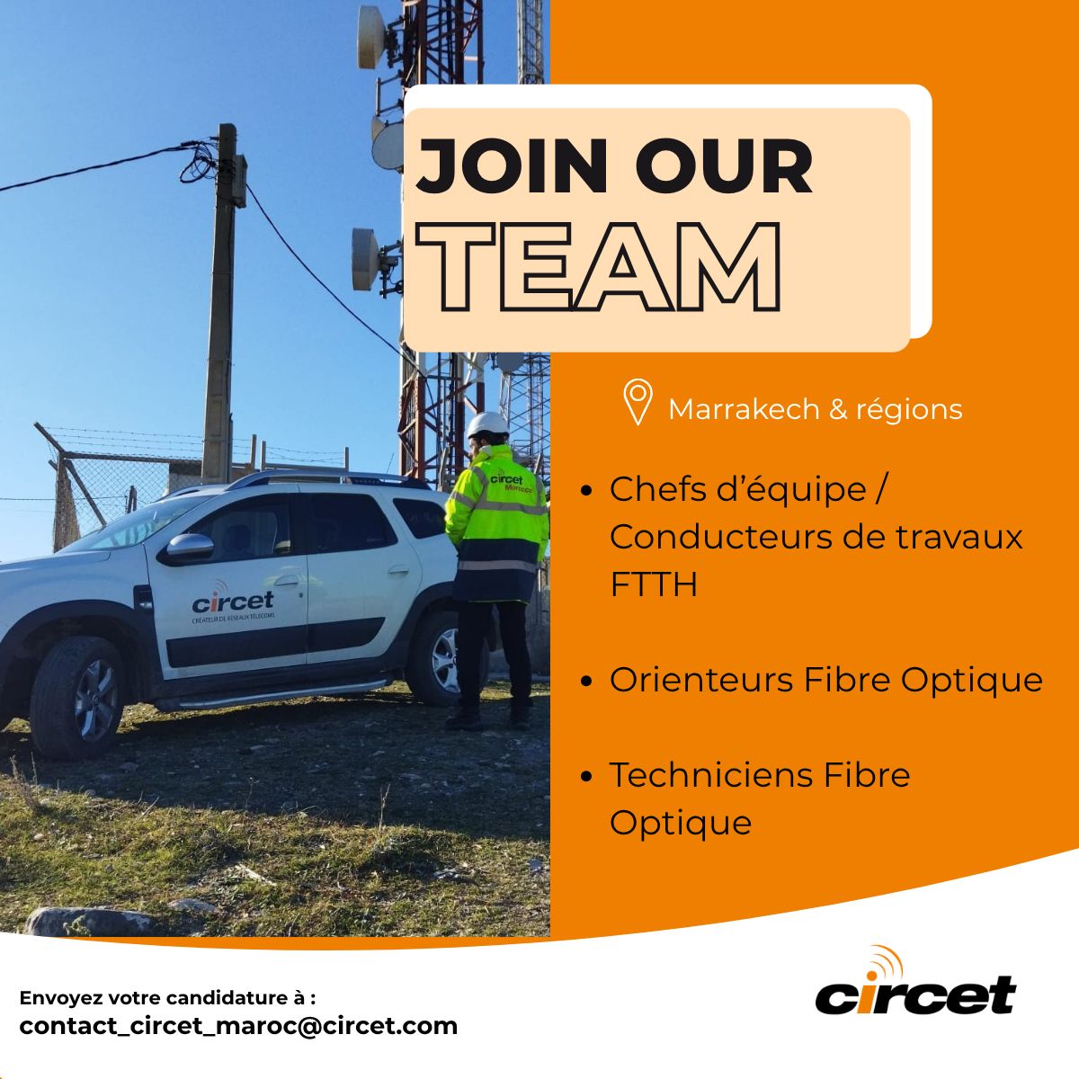 recrutement fibre optique circet marrakech 2026