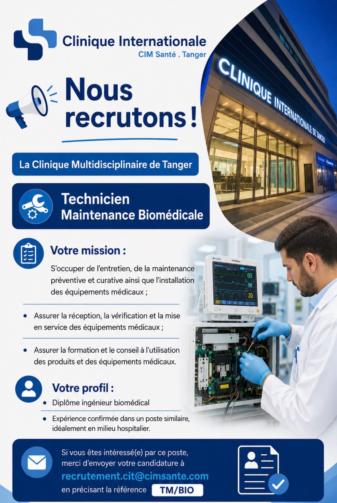 Technicien Maintenance Biomédicale CIM Santé Tanger
